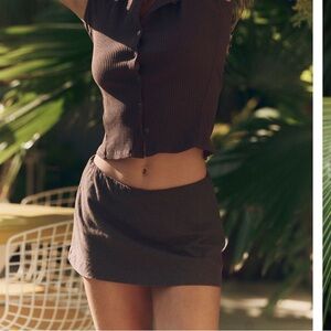 Free People My Little Micro Mini Cotton Linen Skort